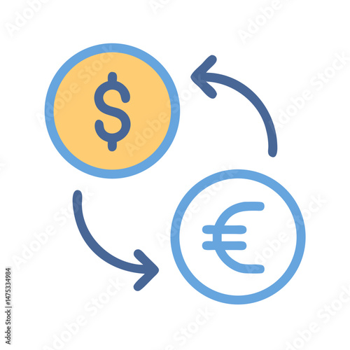 Dollar to Euro currency conversion graphic illustration concept