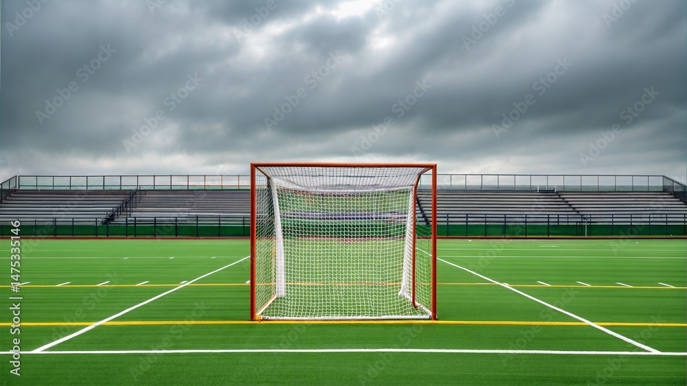Fototapeta premium Empty Lacrosse Goal on Synthetic Turf Field 