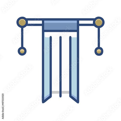 Blue and gold curtain icon on White Background illustration