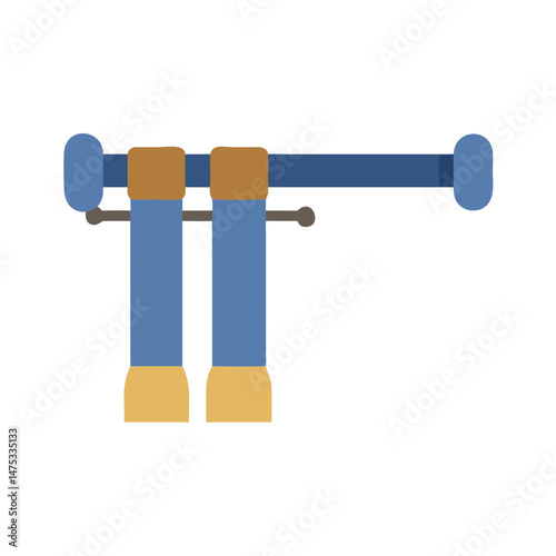 Blue Towels Hanging on a Blue Towel Rack