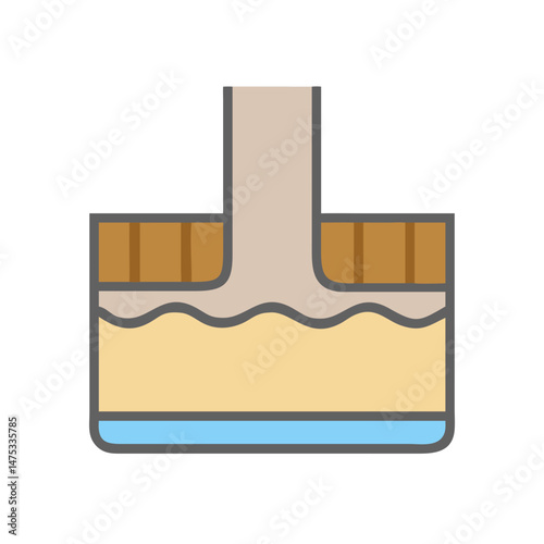 Simplified cartoon style underground soil layers representation vector image