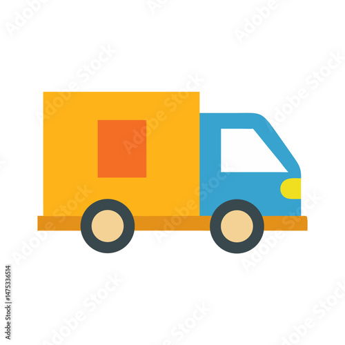 Delivery truck illustration with simple flat design and bright colors