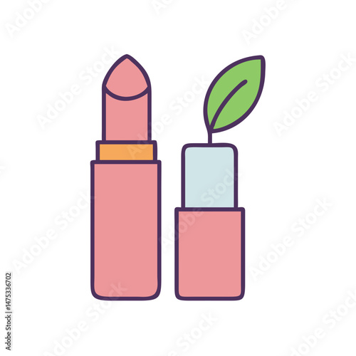Eco-friendly lipstick with leaf for natural beauty concept