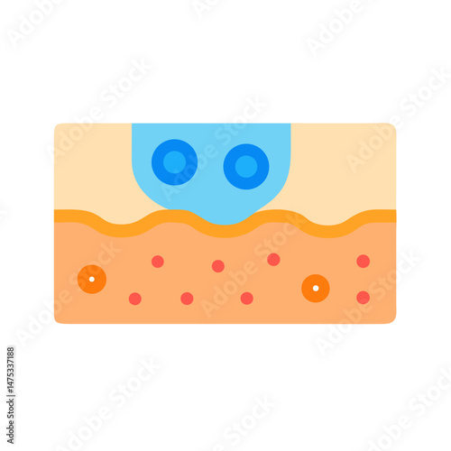 Flat illustration of inflamed skin with acne and pimples