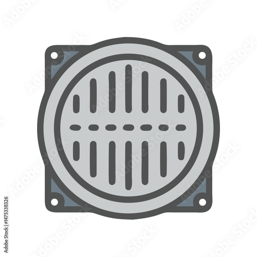 Minimalist square drain cover icon on White Background
