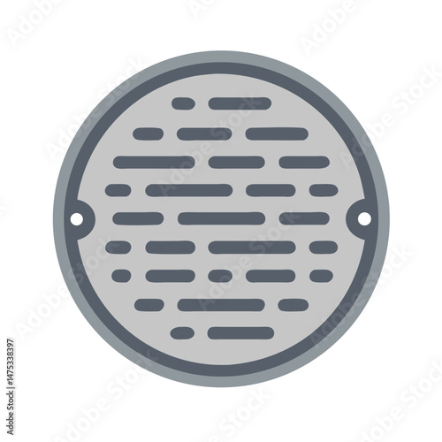 Flat vector illustration of a manhole cover design