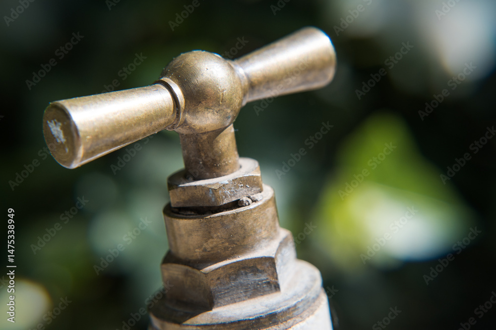 Brass water valve, garden irrigation.