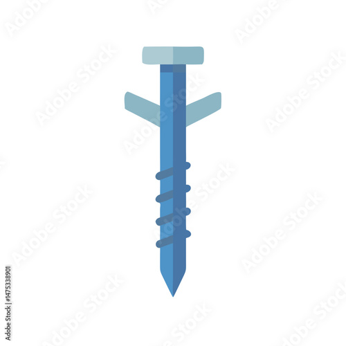 Blue drywall anchor isolated on White Background graphic art