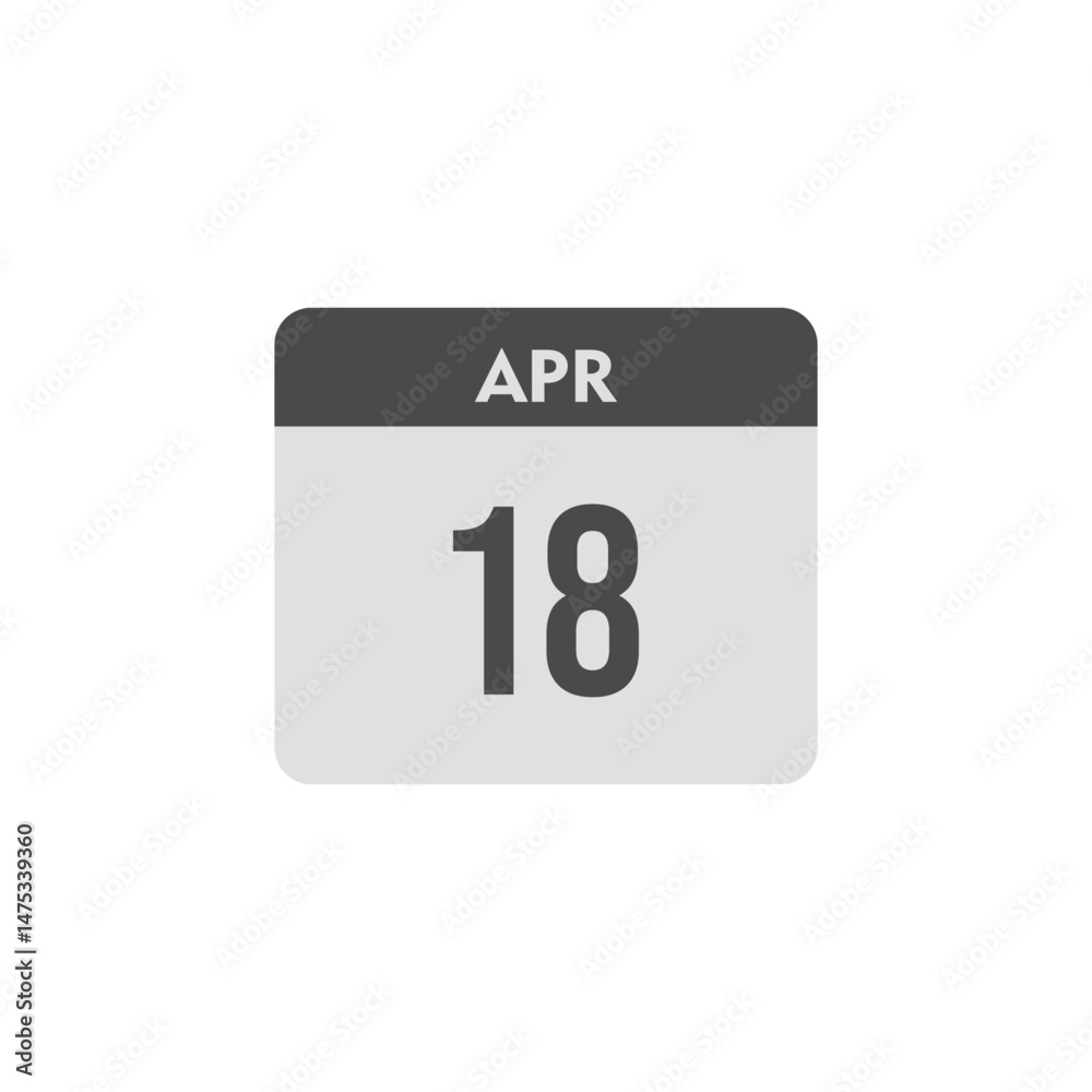 calender icon, 18 april icon with white background calender icon, 18 april icon with white background