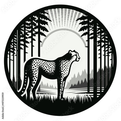 Cheetah Standing in Front of Forest