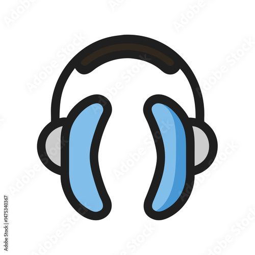 Blue headphones icon isolated on a solid White Background