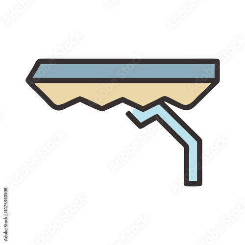 Illustrated icon showing melting glacier isolated on White Background