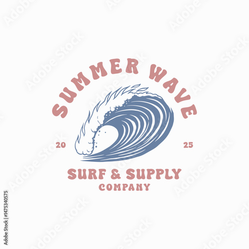 Vintage surf design template for surf club, surf shop, surf merch.