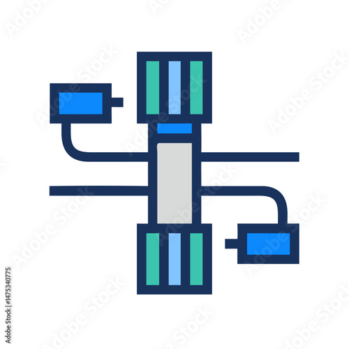 Flat vector icon of a modern telecommunications satellite