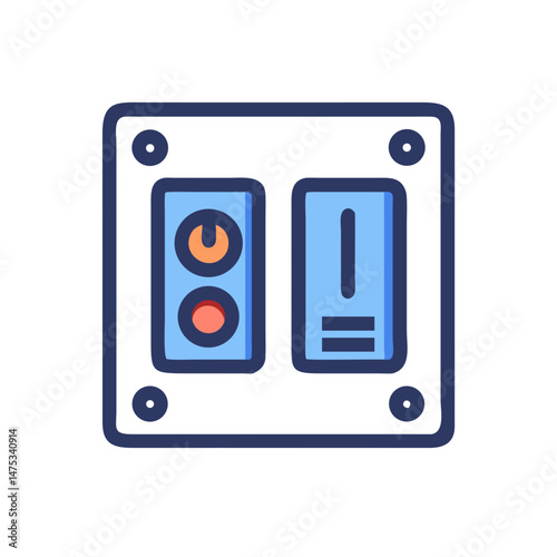 Icon of electric control panel with switches and buttons