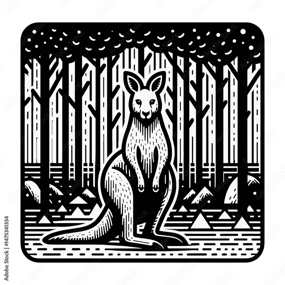 Kangaroo Standing in Front of Forest