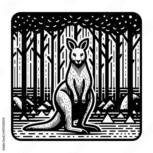 Kangaroo Standing in Front of Forest