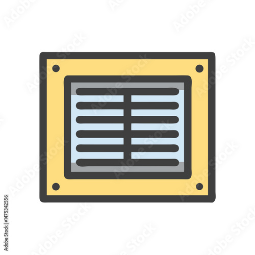 Ventilation grate icon with yellow frame on White Background