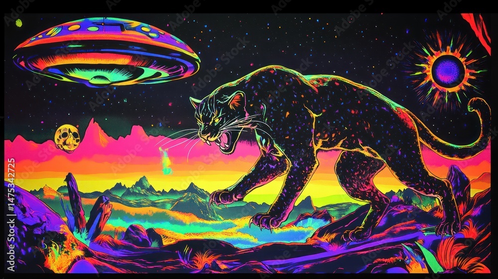 Fototapeta premium Cosmic Panther Landscape