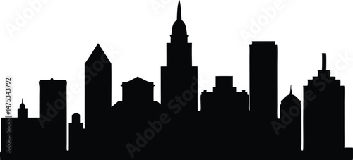 Boston City Skyline Silhouette Vector, Skyline Boston