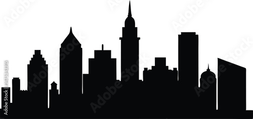 Boston City skyline silhouette vector, City skyline black silhouette
