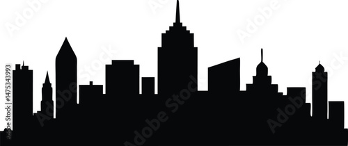 Boston City skyline silhouette vector, City skyline black silhouette