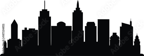 Boston City skyline silhouette vector, City skyline black silhouette