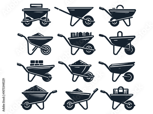 Wheel Barrow Vector Icon Pack