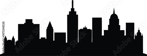 Boston City Skyline Silhouette Vector, Skyline Boston