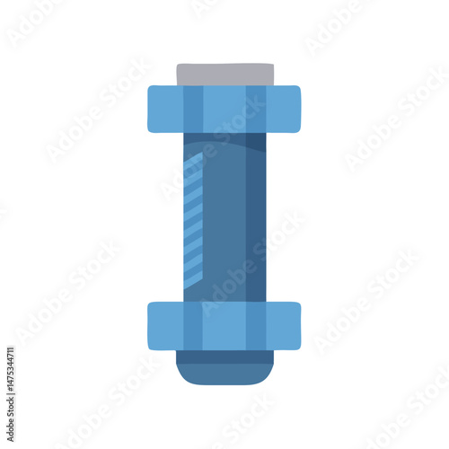 Blue industrial pipe fitting illustration on a White Background