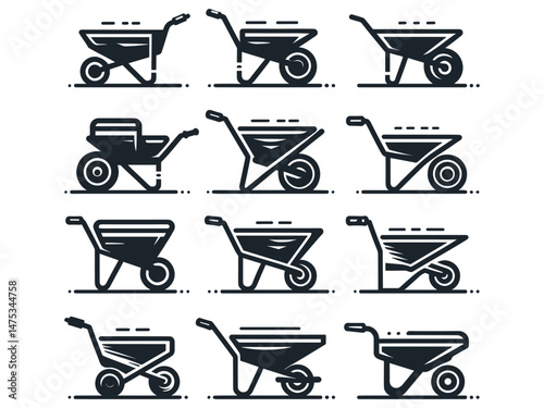Wheel Barrow Vector Icon Pack