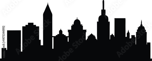 Boston City Skyline Silhouette Vector, Skyline Boston