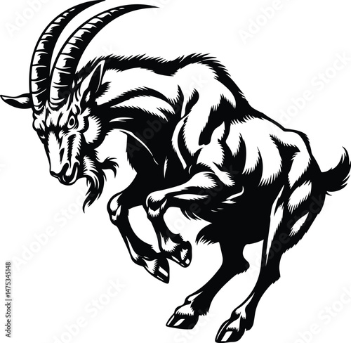 Goat Silhouette Set | Farm Animal Vector Graphics Goat Silhouettes Collection | Livestock, Nature, and Agriculture Icons