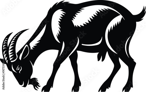 Goat Silhouette Set | Farm Animal Vector Graphics Goat Silhouettes Collection | Livestock, Nature, and Agriculture Icons