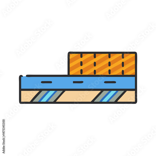Cross section of layered materials illustration in flat style