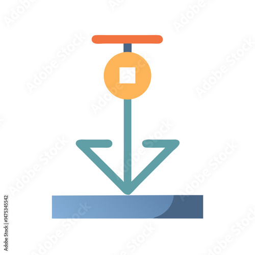 Minimalist downward arrow design against White Background for concepts