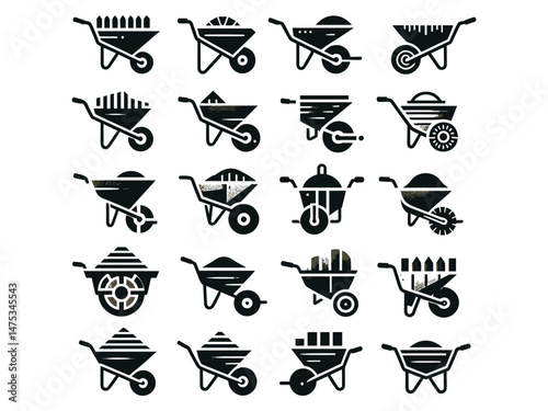 Wheel Barrow Vector Icon Pack