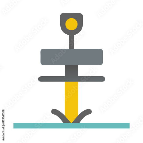 Laser cutting machine schematic illustration on dark background, industrial process