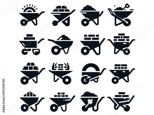 Wheel Barrow Vector Icon Pack