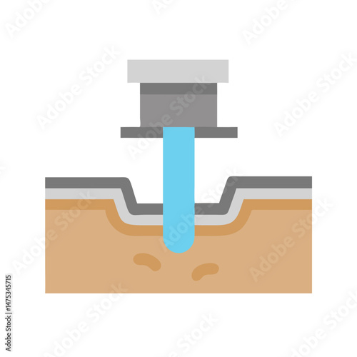 Diagram illustration depicting a dermatological laser procedure on skin