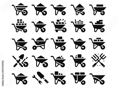 Wheel Barrow Vector Icon Pack
