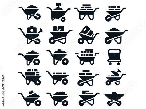 Wheel Barrow Vector Icon Pack