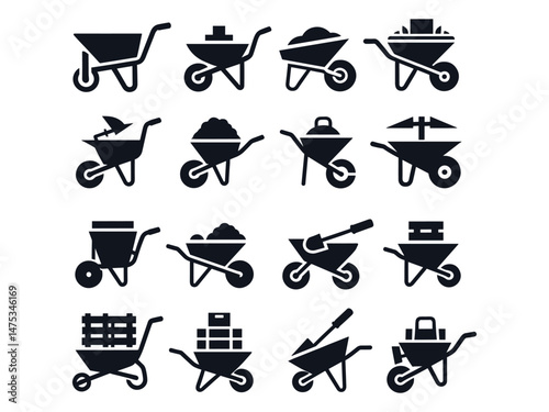 Wheel Barrow Vector Icon Pack