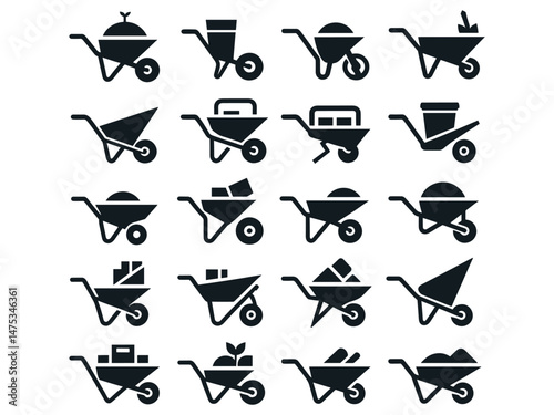 Wheel Barrow Vector Icon Pack