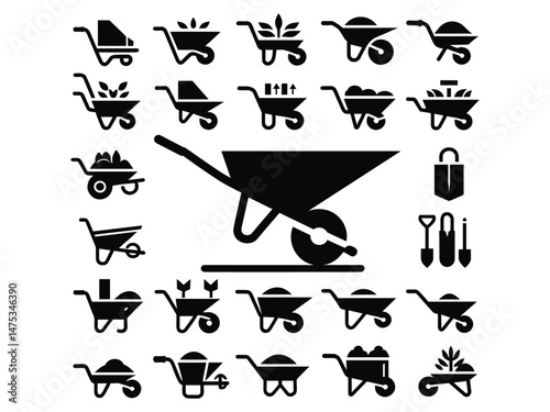 Wheel Barrow Vector Icon Pack