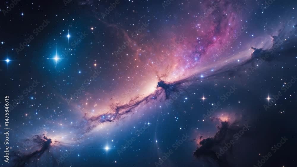 Unknown nebula, new galaxy, stars. Space stars wallpaper. Abstract photo-realistic background. Simple website template. Soft blur color. Web design and mobile interface, banner, wallpaper, poster.