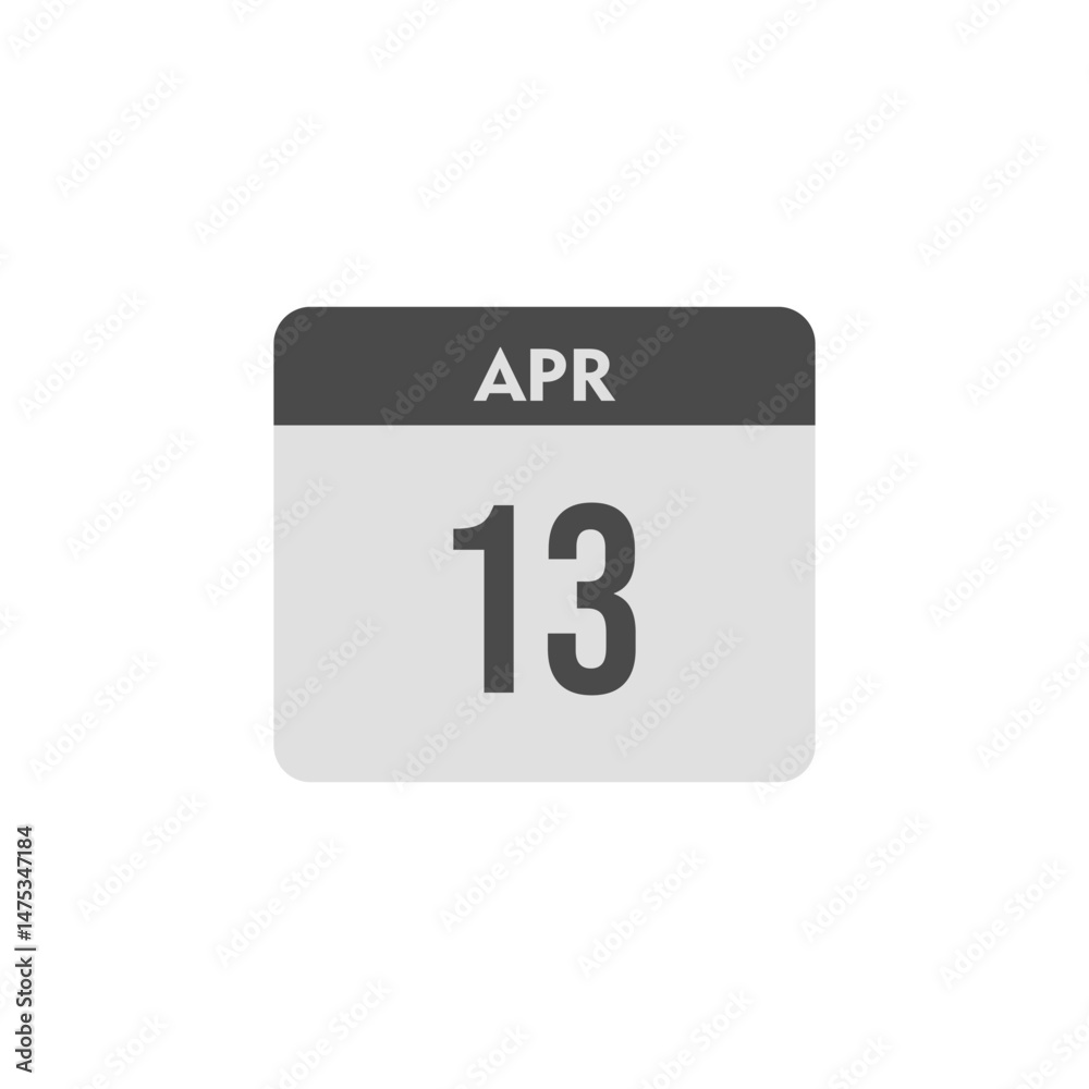 calender icon, 13 april icon with white background calender icon, 13 april icon with white background