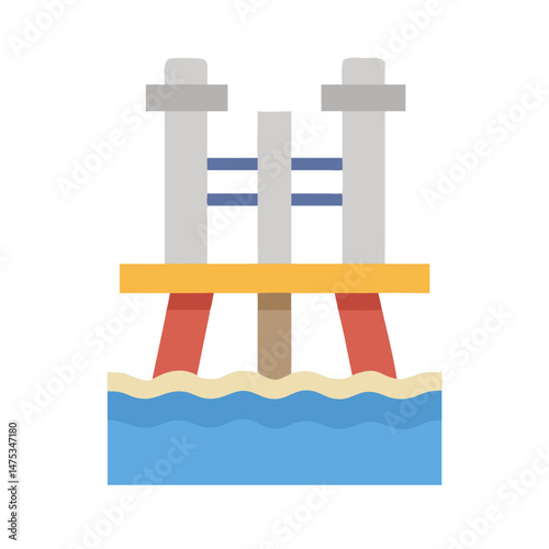Minimalistic flat design dam illustration on White Background