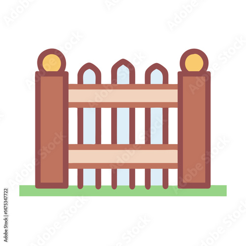 Iconic fence visual of a picket fence on White