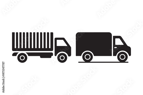 Delivery and Cargo Truck Silhouette Icon Transport Vehicle Vector